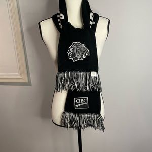 Chicago Blackhawks Double Sided Black White Design Winter Scarf